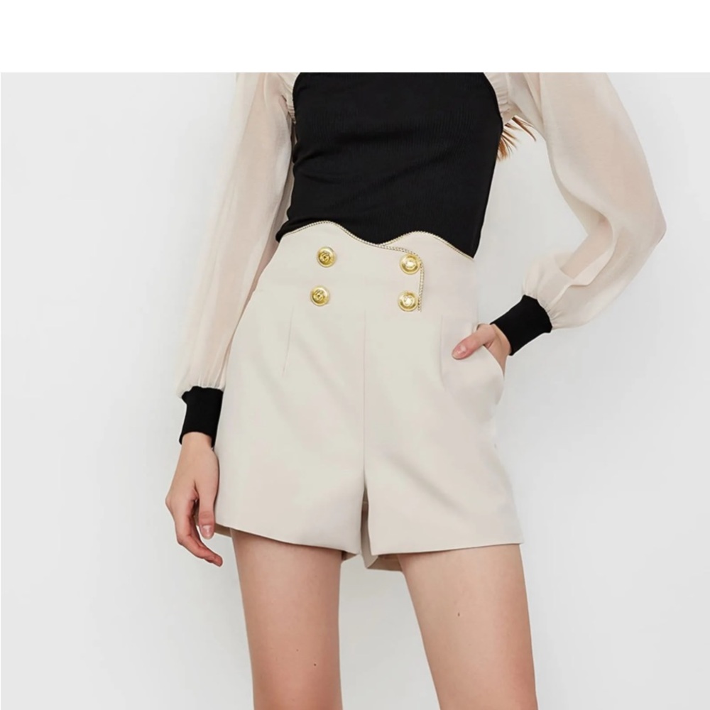 Nechama Beige Nautical Short Pants